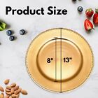 Set Of Gold Charger Plates With Beaded Rims  13 In -   set Of 8 New