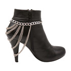 Women Silver Metal Fashion Boot Chain Bracelet Shoe Anklet Multi Strands Charm