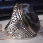 Habhab Black White Pattern Stone Ring Magical Silence Protection Al Hadid Verses