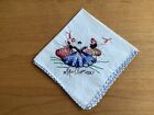 Vtg Rare Mallorca Spain Ladies Embroidered Souvenir Hankie W  Scalloped Edging