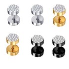 Us 3-6 Pairs Barbell Punk Stainless Steel Crystal Ear Studs Earring Piercing