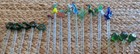Lot Of 17 Vtg Glass Swizzle Sticks  Parrot Owl Birds Fruit Olives Cactus Wreath