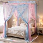 4 Corners Mosquito Net For Bed  Canopy Bed Curtains Pink   Blue