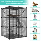 Cat Cage 3 Tier Indoor Cat House Cat Crate With Extra Large Hammock For 1-2 Cats