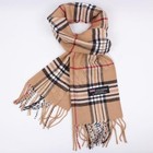 100  Cashmere Scarf Camel Tartan Plaid Stripe Design Soft For Unisex