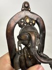 Antique Indian 19th C Brass Statue Of Lord Ganesha Throne Elaborate Arch Hindu