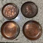 Lot Of 4 Small Antique  Vintage Persian Engraved Copper Plates   Portraits  5    