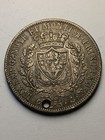 1828 P Italian States Sardinia Silver 5 Lire  holed 