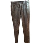 Women s Gold Metallic Floral Skinny Jeans Pants Size 30 Metallic Gold