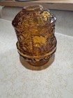 Vintage Amber Glass Star And Bars Fairy Lamp