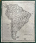 1844 Antique Map  South America By Johnstone   Blackie   Son