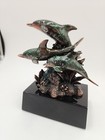 Dolphin Copper   Green Figurine 3 Dolphins Sculpture On Base 5 5 x5  
