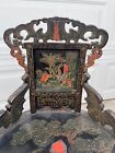 Antique 1890s-1920 Chinese Black Lacquer Finely Decorated Chair Chinoiserie
