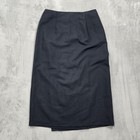Vintage Penbrooke Lane Skirt Women M l Black Wrap Midi Button Office Preppy Goth