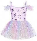 Dance Leotard For Girls Toddler Strap Ballet Tutu Dresses 2-3t Purple Bow