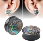 2 Pcs Gauge Opal Ear Plugs Piercing Jewelry Set Double Flare Saddle Stretching G