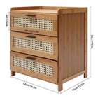 Nightstand With Drawers  Mid-century Modern Bamboo Accent Sofa Side Table