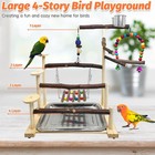 Wood Bird Playground Parrot Play Stand With Feeder Cups Parakeet Perch Stand    
