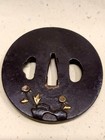 Tsuba Flowers   Leaves Gold-silver Inlay Decoration For Japanese Sword 72mm