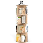 Rotating Bookshelf  360 Display 4 Tier  Small Corner Bookshelf With Deep-wood