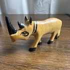 Vintage Hand Carved Wooden Rhinoceros Figurine 4 5    Safari Rhino Sculpture