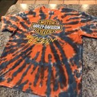 Harley Davidson Motorcycles T-shirt Mens Large Tie Dye Orange Black Logo Usa
