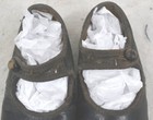 Antique 1890 Baby Child Shoes  Black Straps  Button 5 In  Edwardian Original