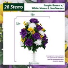Artificial Flower Bouquet - Purple Roses With White Mums And Sunflowers