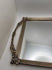 Vintage Gold Ornate Metal Mirror Handles Rectangle Footed Vanity Cosmetic Tray