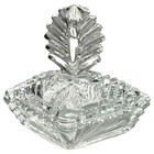 Queen Anne Vanity Powder Box Dresser Trinket Jar Clear Glass Art Deco 2 Pc