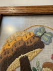 Mushroom Crewel Embroidery Handmade 5 5x6    Professionally Framed Butterfly