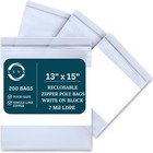2 Mil 13  X 15  100-1000 Reclosable Zip Durable Poly Bag With White Block