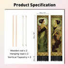 2 Pack Mucha Figures Wall Tapestry Vintage Vertical Wall Hanging With Tassels De