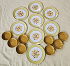 Vtg 1970 s Genuine Melamine Mid-century Yellow Rose Pattern 8 Plates 8 Bowls Usa