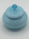 Vintage Italian Vetro Opalina Aqua Glass Lidded Apothecary Powder Jar