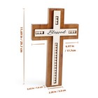 Christian Wood Cross Wall Decor  Farmhouse Rustic Wooden Bead Blessed Cross