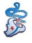 Houston Texans Inspired Oversized Hype Chain     Cuban Link Style Light Blue