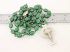 Vintage Shamrock Clover Green Bead Rosary Irish Celtic Religious Cross Jesus