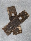 Antique   Vintage Pair Of Lockwood Cast Iron Door Knob Backplates Door Hardware