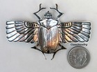  3006 Lrg Antiqued Sterling Silver Plated Dapped Scarab Beetle - 1 Pc 
