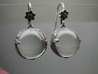 Genuine Pool Of Light Sterling Silver 925 Floral Orb Marcasite Dangle  Earrings