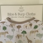New  Bibs   Burp Cloths Set Green And Animal Theme   Modern Baby
