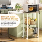 Microwave Cart Rolling Kitchen Stand 3 Tier Wood Storage Basket Moving Cabinet