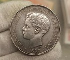 Philippines  1 Peso Silver Coin Spanish Cob King Alfonso Xiii Spain 1897 Manila