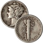 90  Silver Mercury Dimes - Roll Of 50 -  5 Face Value