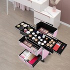 Rolling Makeup Train Case Cosmetic Trolley Professional Makeup Storage Organizer