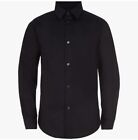 Calvin Klein Boys  Long Sleeve Satin Dress Shirt  Button-down Style  Black  14