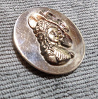 Large Vintage Metal Picture Button Person Head Cameo Witth Fancy Hat