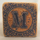 Child s  Wooden Alphabet Block Antique Ornate Letters D   M Early 20th Century