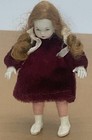 Vintage 3    Miniature Doll House Porcelain Head Girl Doll Pose Able Red Hair